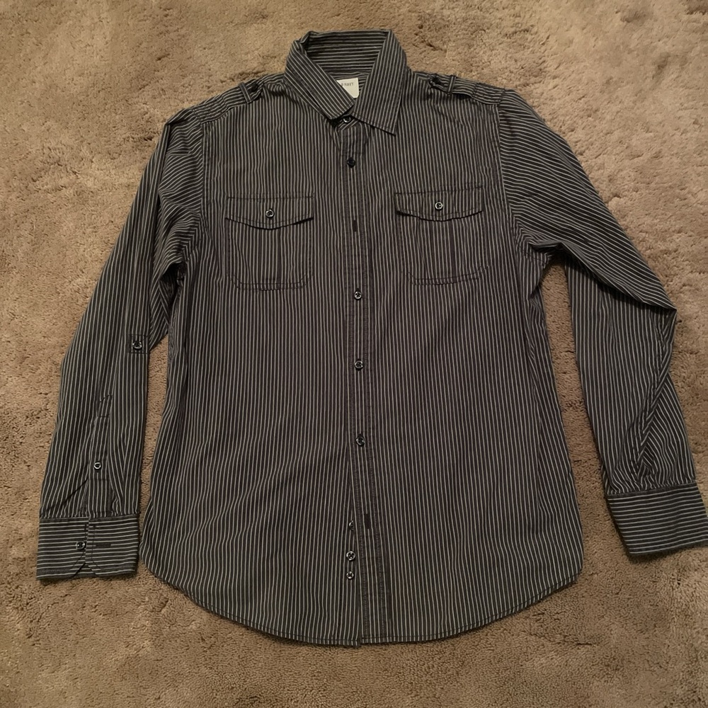 Old Navy Charcoal and White Striped Shirt